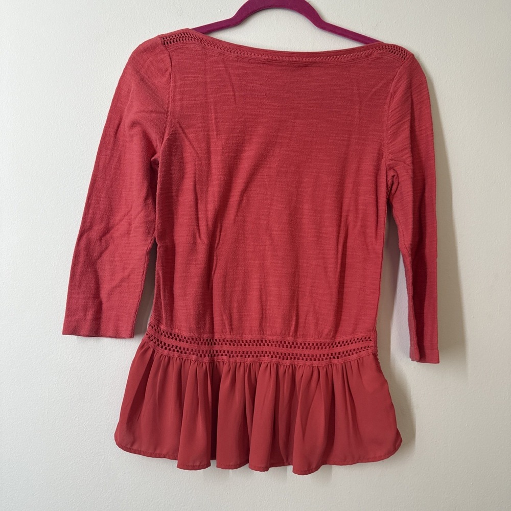 Coral Loft Top Small Business‎ Casual Cottagecore Country Club Vibe 3/4 Sleeve